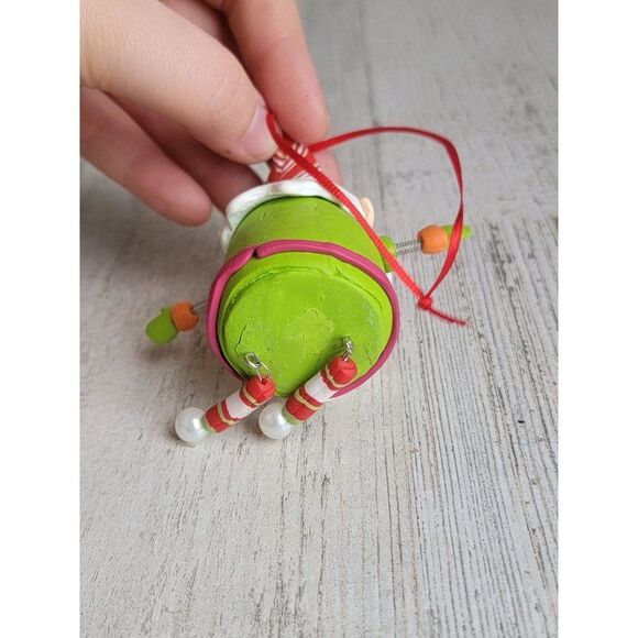 Cute clay dough dangling feet Santa Claus spring hand elf helper ornament Xmas - Picture 5 of 6